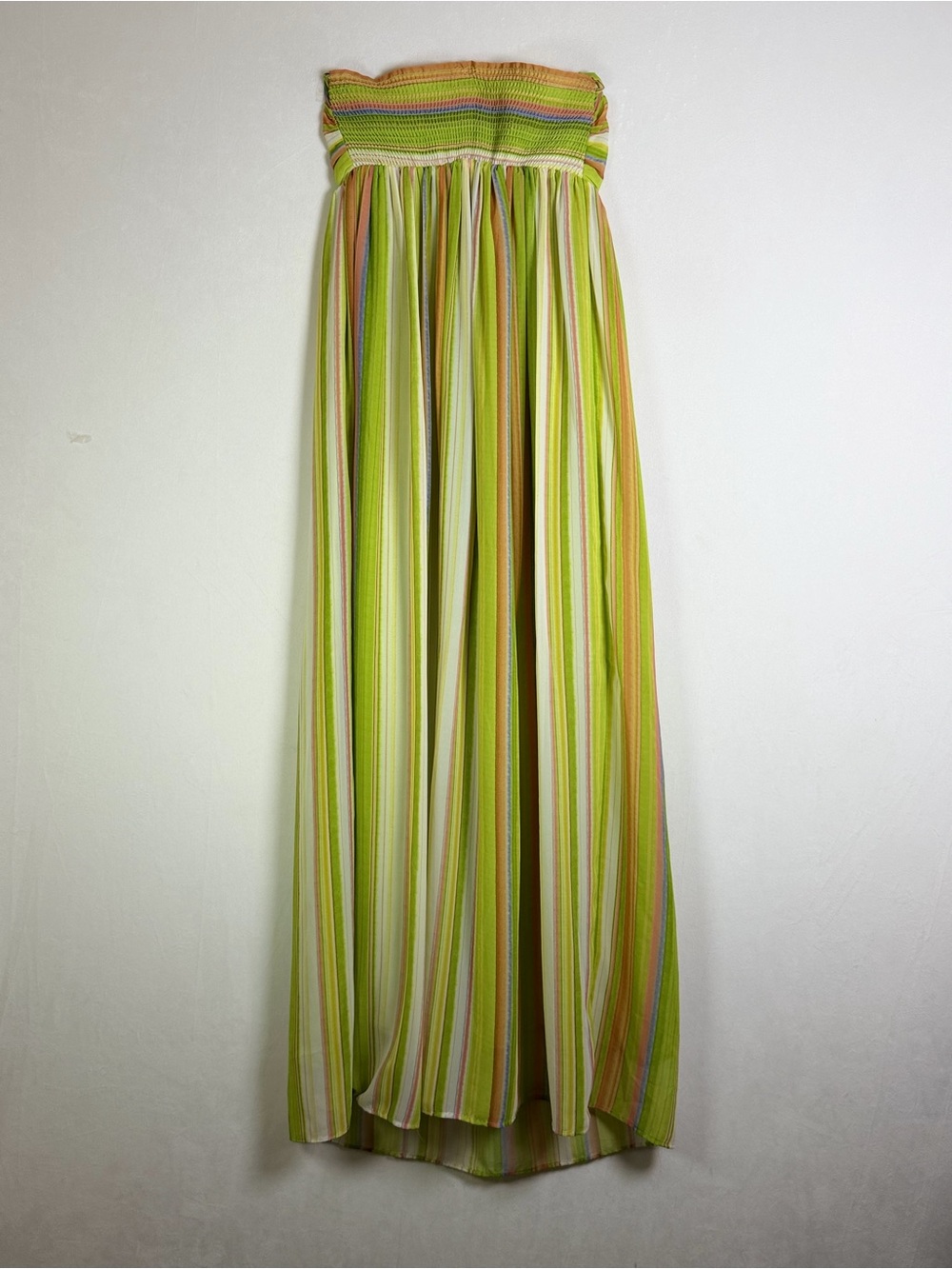 Calypso St Barth Women XS Silk Strapless Maxi Dress Luxury Striped Smocked Boho - Picture 6 of 10